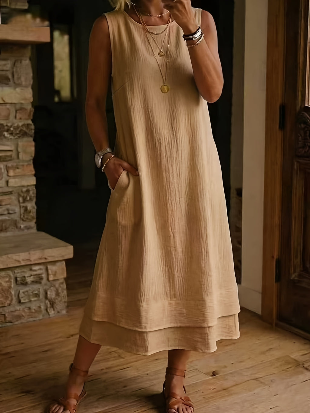 Robe midi grande taille — Ourlet double couche, dix coloris
