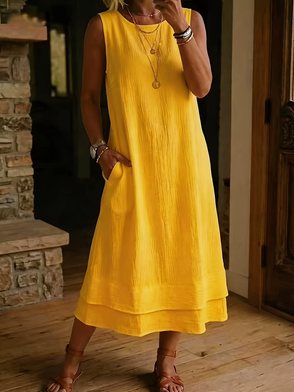 Robe midi grande taille — Ourlet double couche, dix coloris