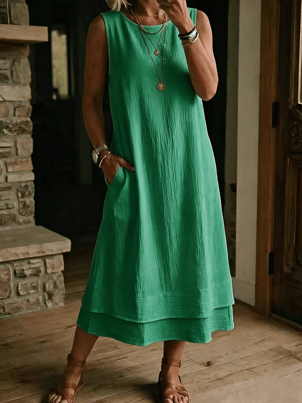 Robe midi grande taille — Ourlet double couche, dix coloris