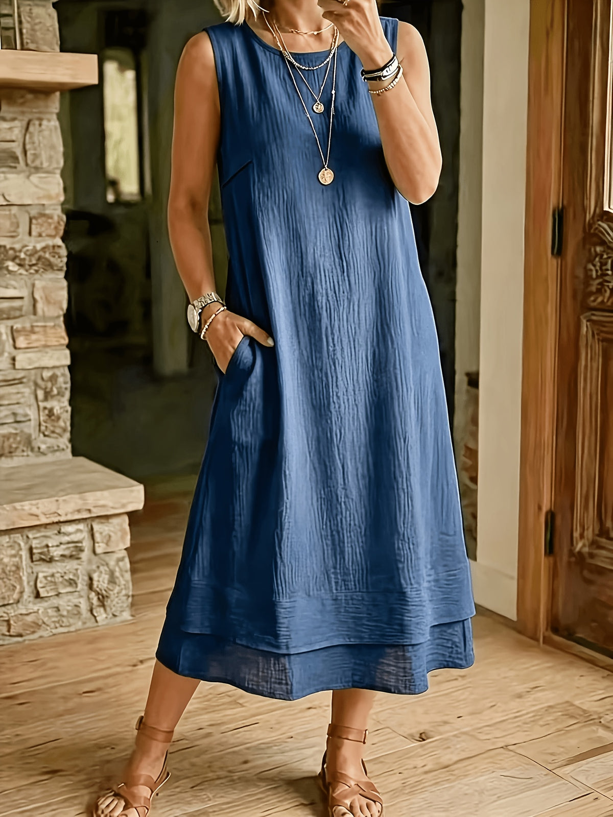 Robe midi grande taille — Ourlet double couche, dix coloris