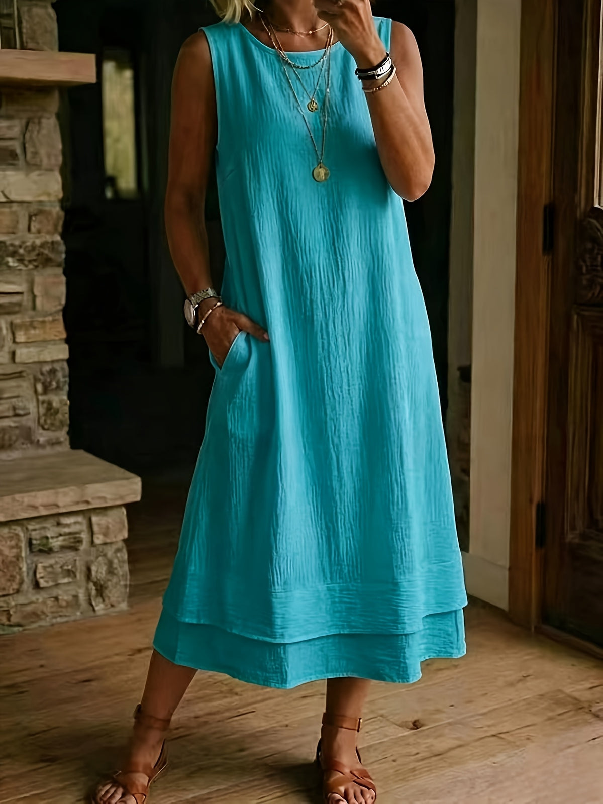 Robe midi grande taille — Ourlet double couche, dix coloris
