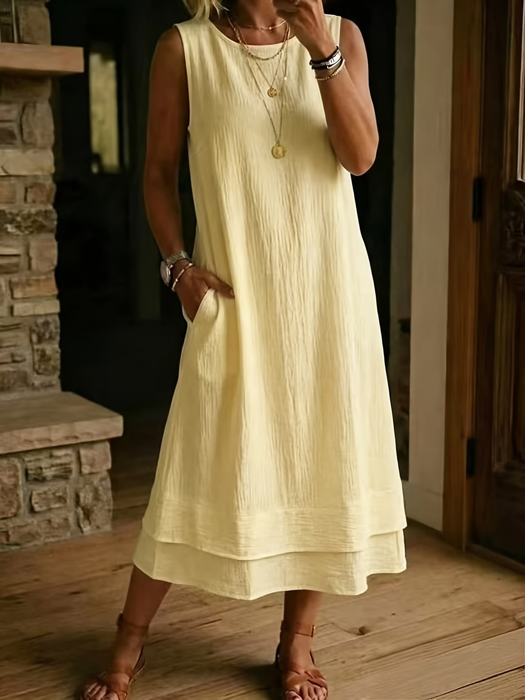 Robe midi grande taille — Ourlet double couche, dix coloris