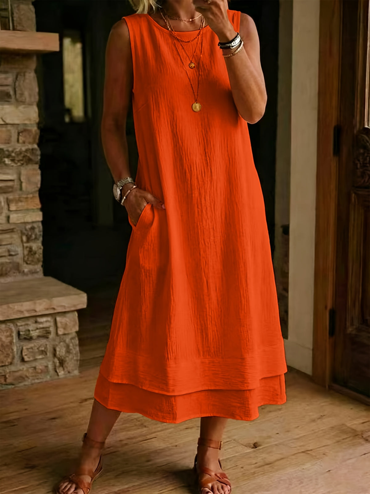 Robe midi grande taille — Ourlet double couche, dix coloris
