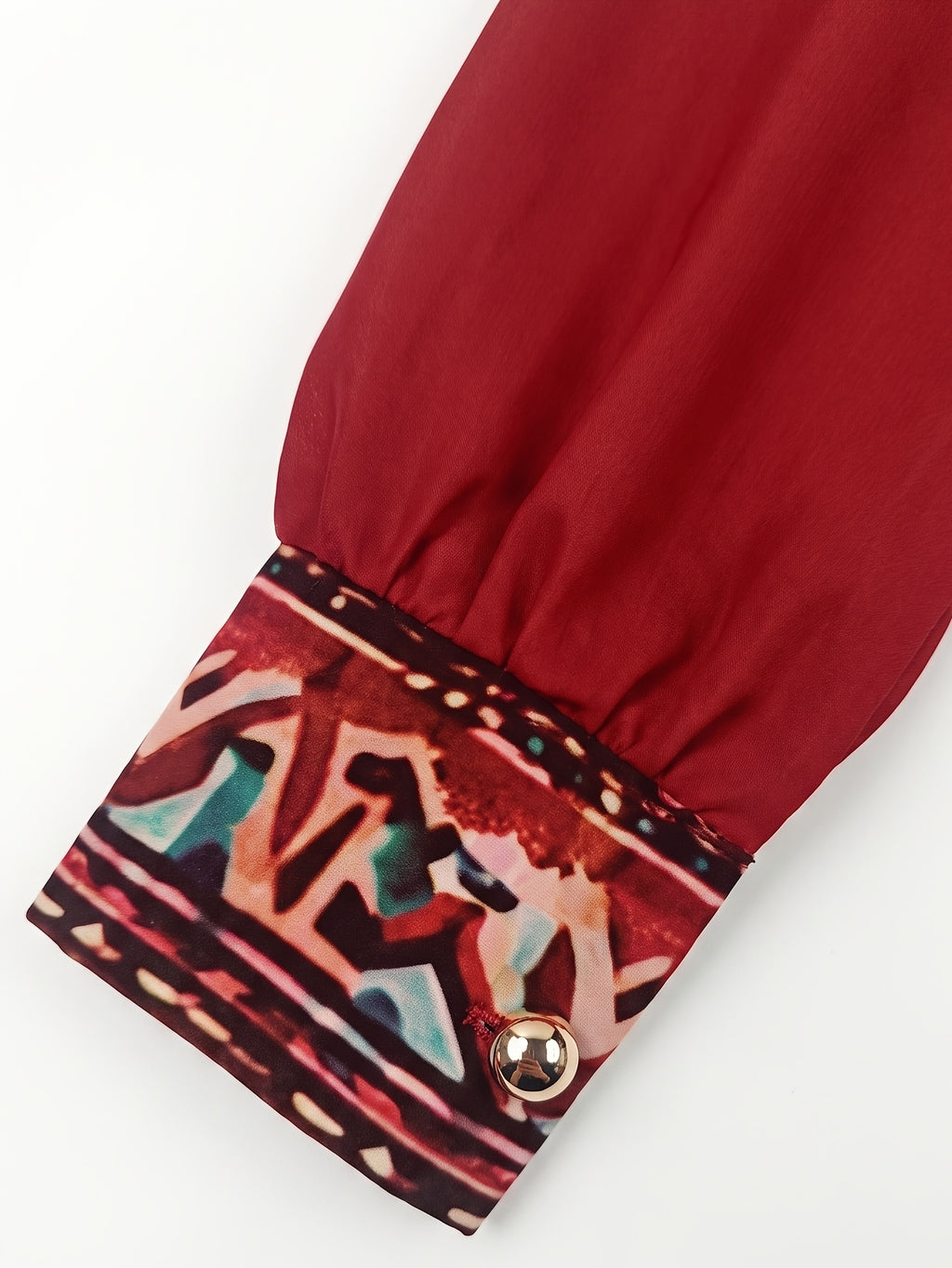 Robe midi grande taille — Imprimé plumes rouge et ethnique