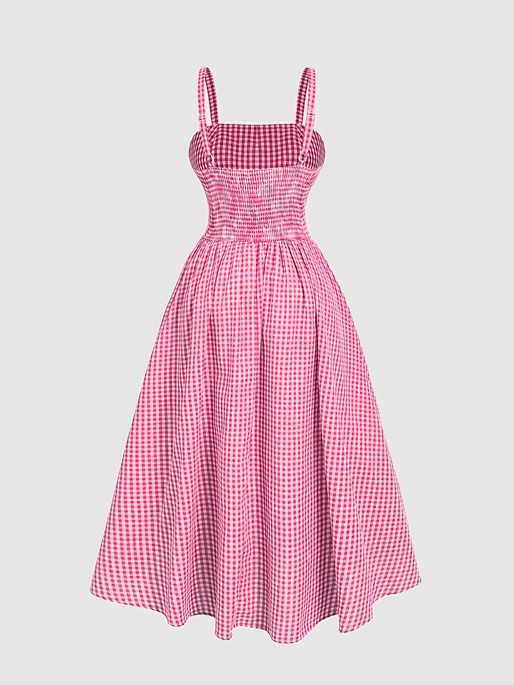 Robe midi grande taille — Carreau bleu et ruban à œillets