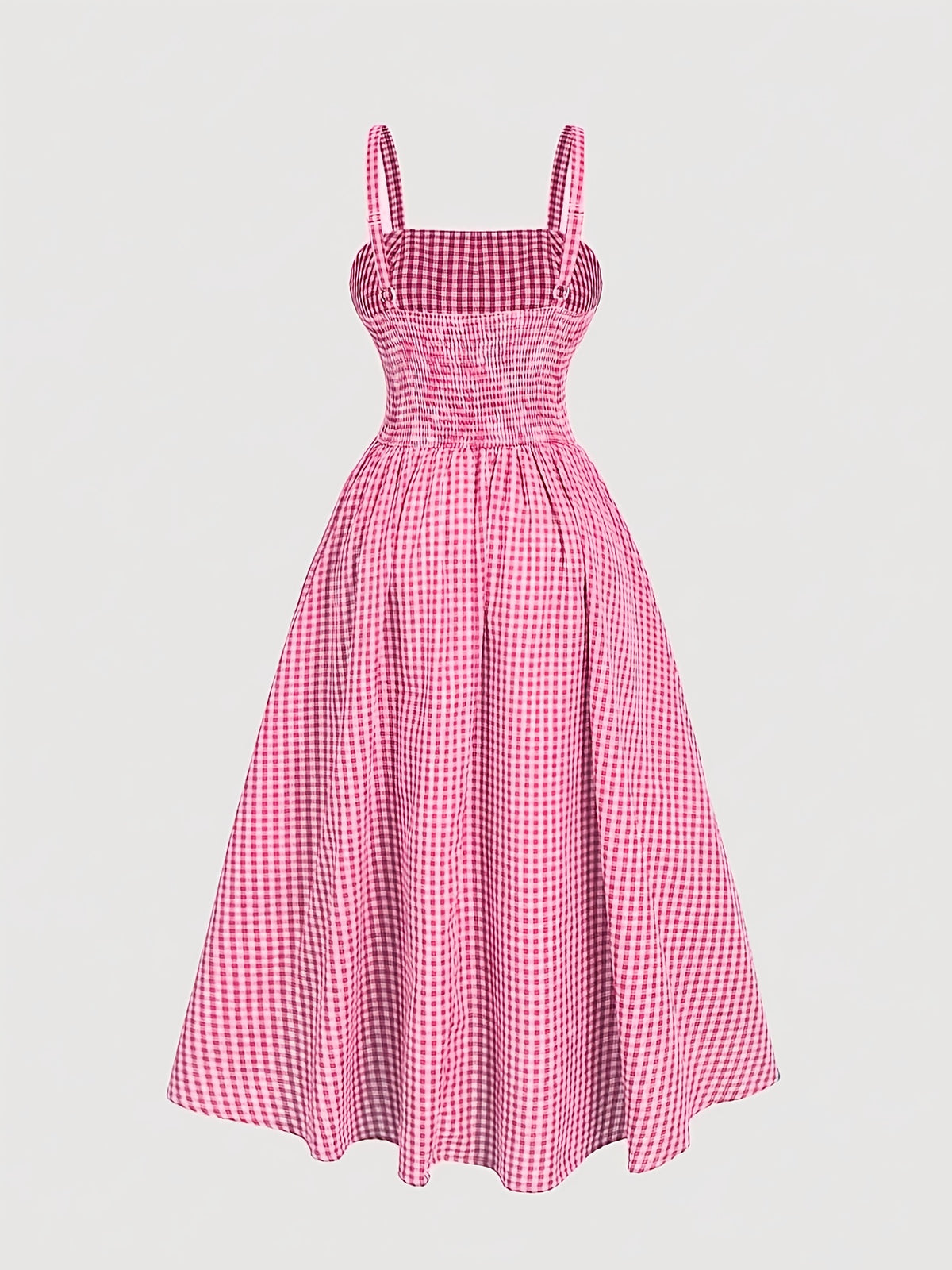 Robe midi grande taille — Carreau bleu et ruban à œillets