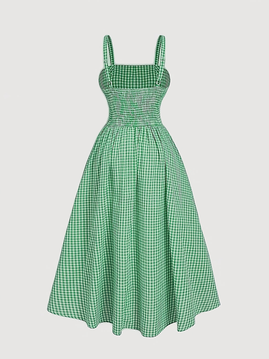 Robe midi grande taille — Carreau bleu et ruban à œillets