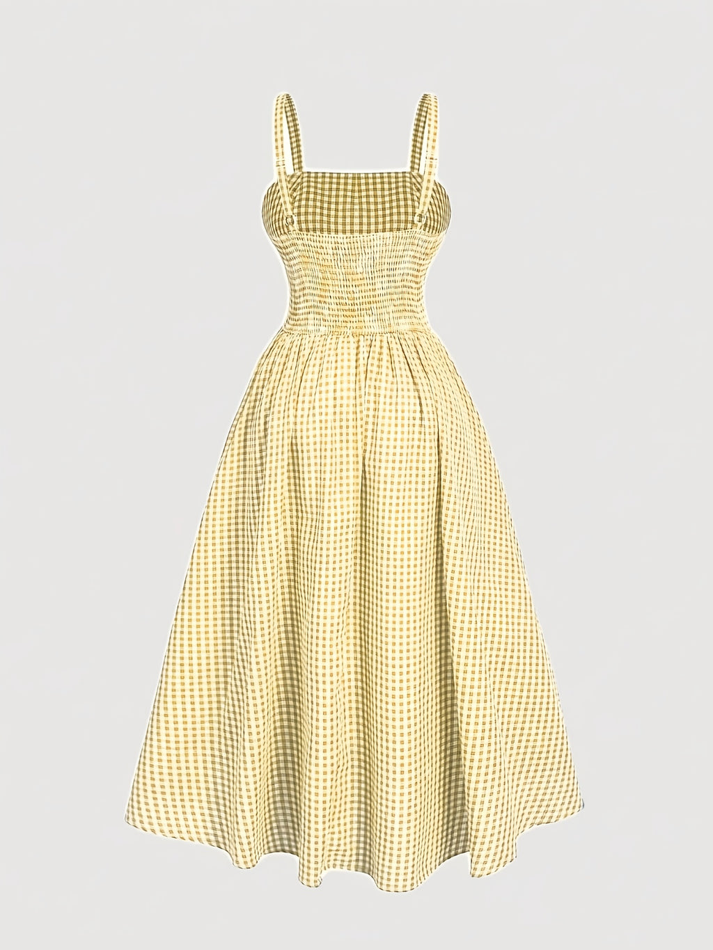 Robe midi grande taille — Carreau bleu et ruban à œillets