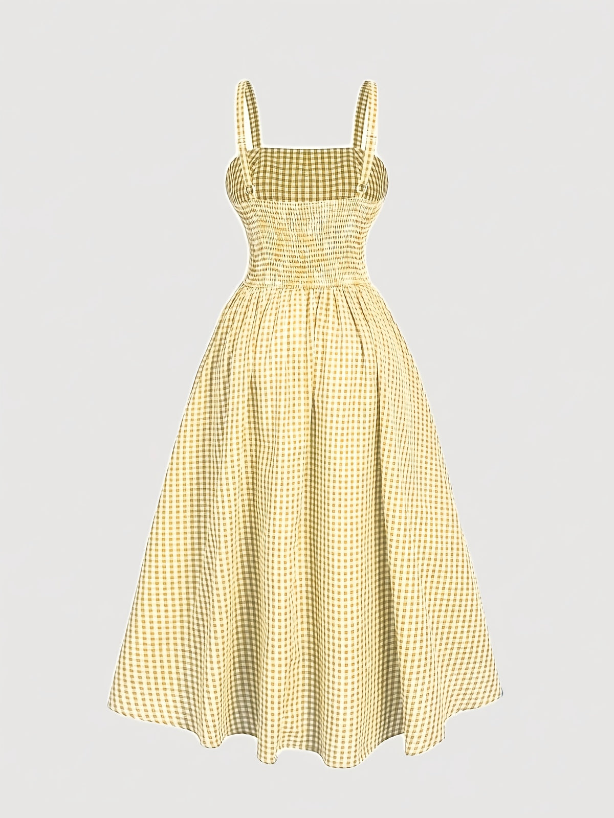 Robe midi grande taille — Carreau bleu et ruban à œillets