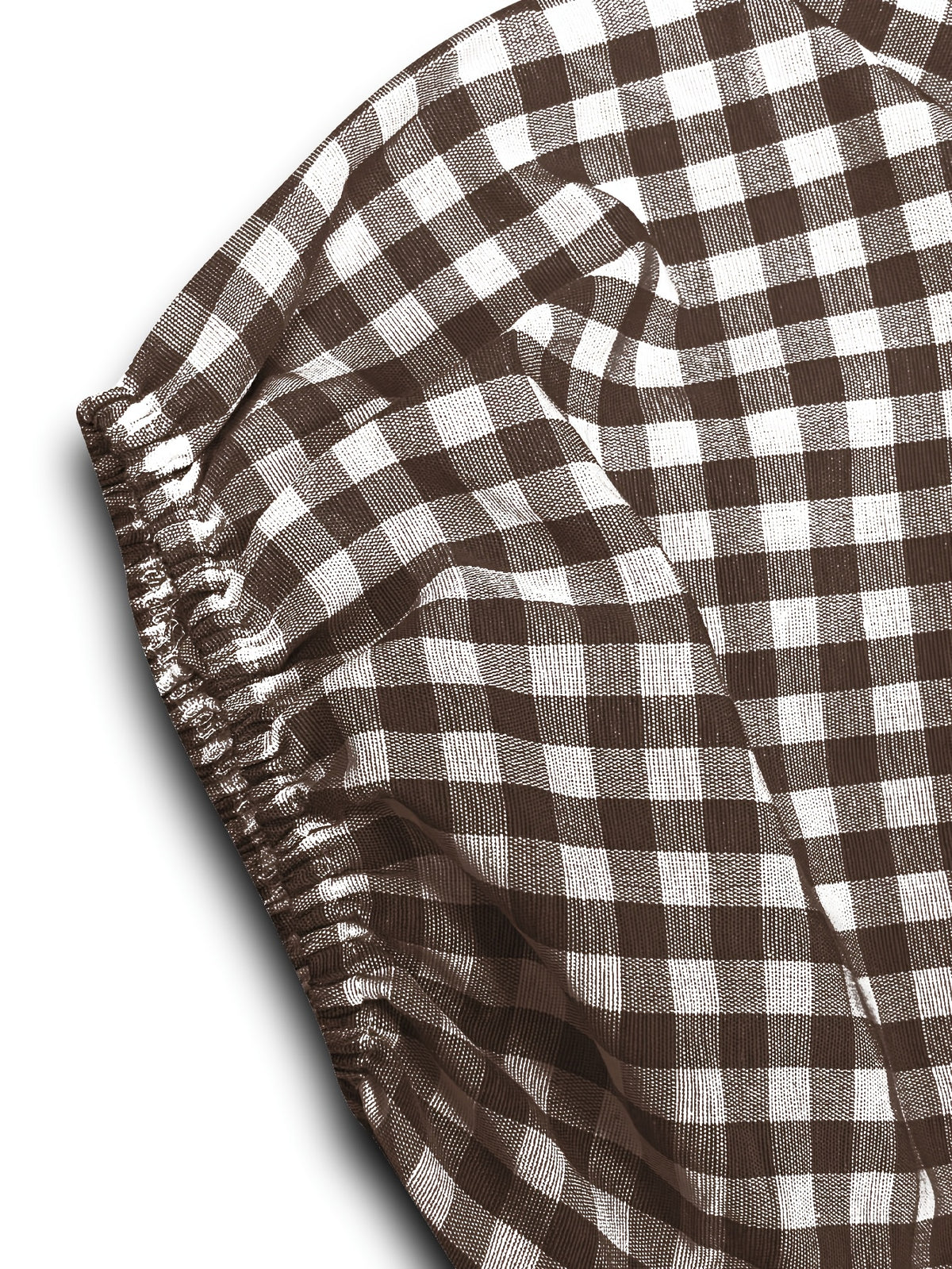 Robe midi grande taille — Vichy brun et volant d'ourlet