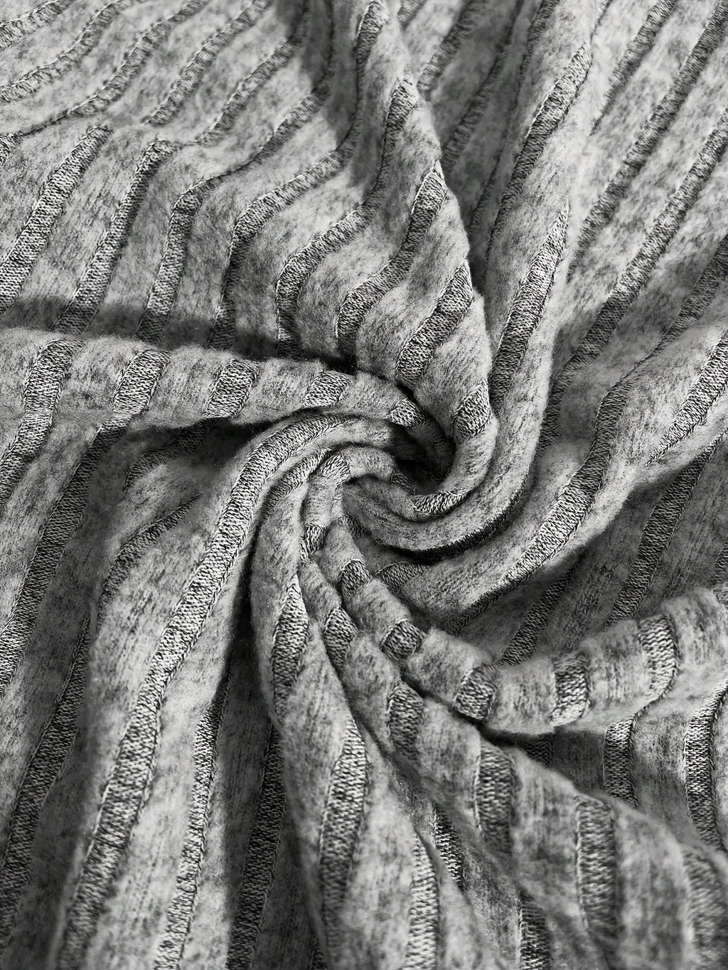 Robe midi grande taille — Maille côtelée grise à col montant