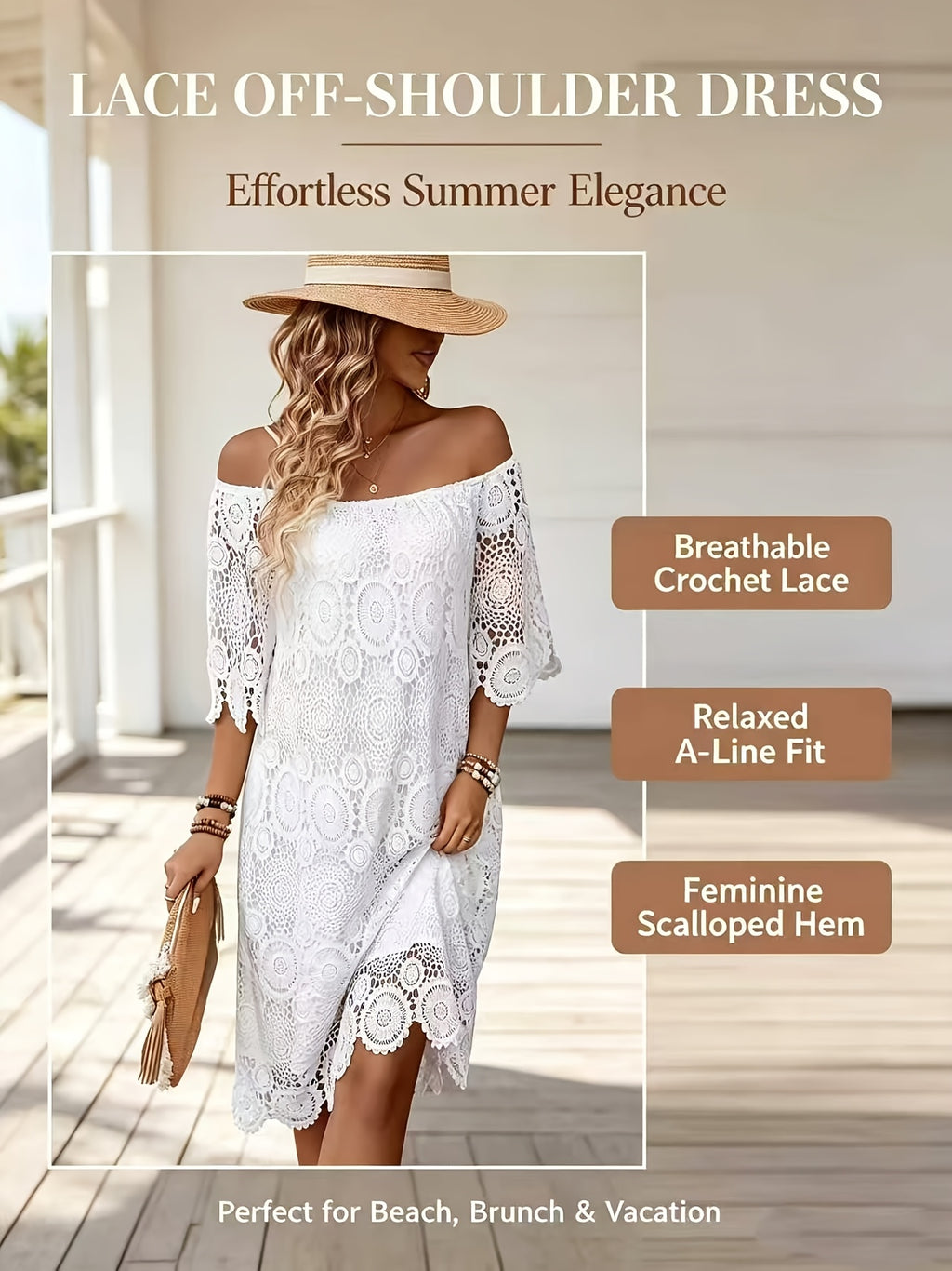 Robe de plage grande taille, courte en dentelle au crochet