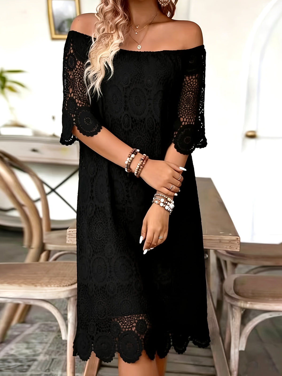 Robe de plage grande taille, courte en dentelle au crochet