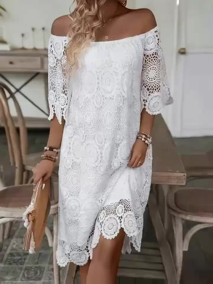 Robe de plage grande taille, courte en dentelle au crochet