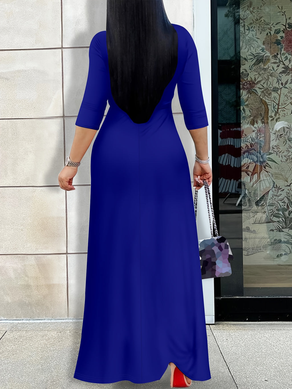 Robe portefeuille grande taille — Bordeaux à manches 3/4