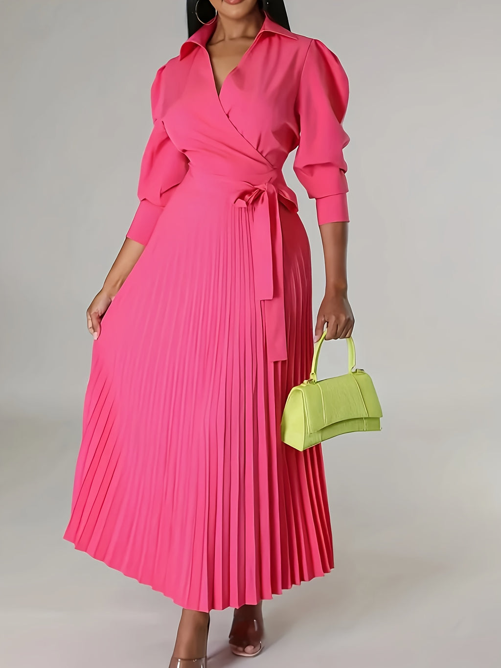 Robe portefeuille grande taille — Jupe plissée accordéon