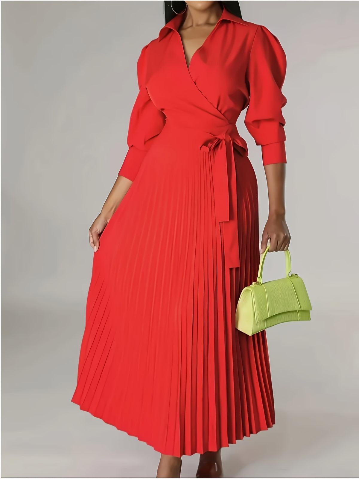 Robe portefeuille grande taille — Jupe plissée accordéon