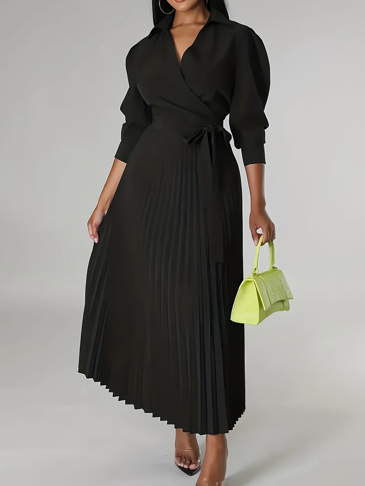 Robe portefeuille grande taille — Jupe plissée accordéon