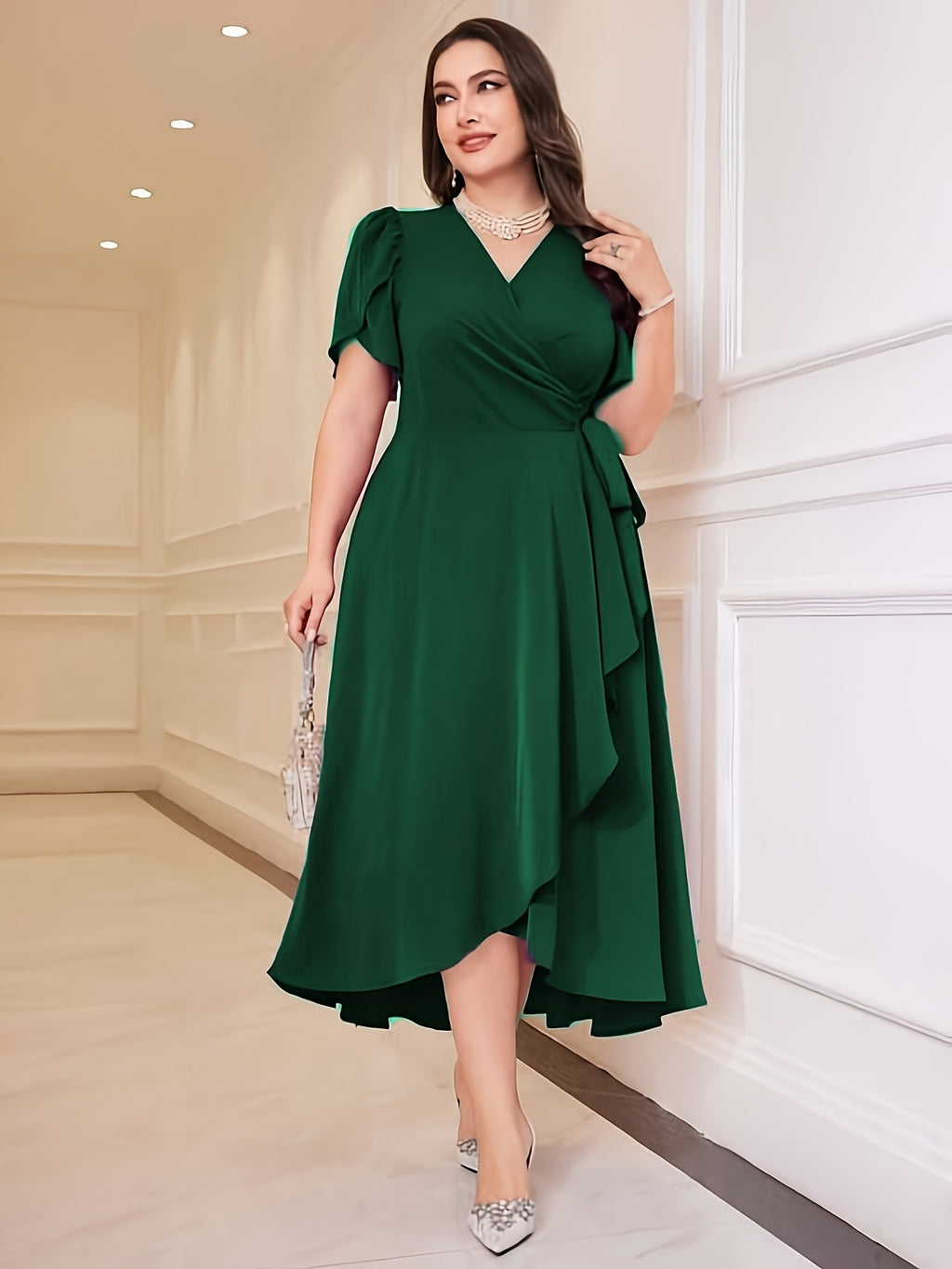 Robe portefeuille grande taille — Violet à ourlet asymétrique