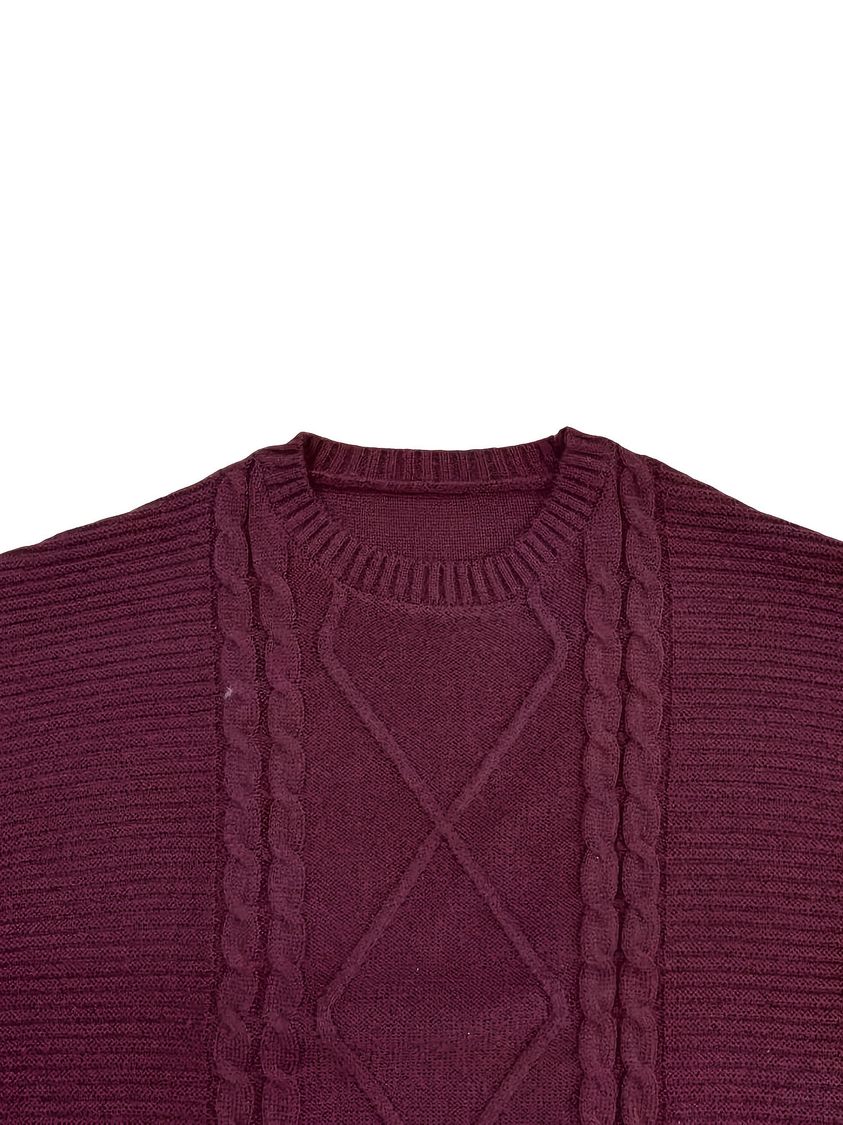 Robe pull grande taille — Trois reliefs de maille bordeaux