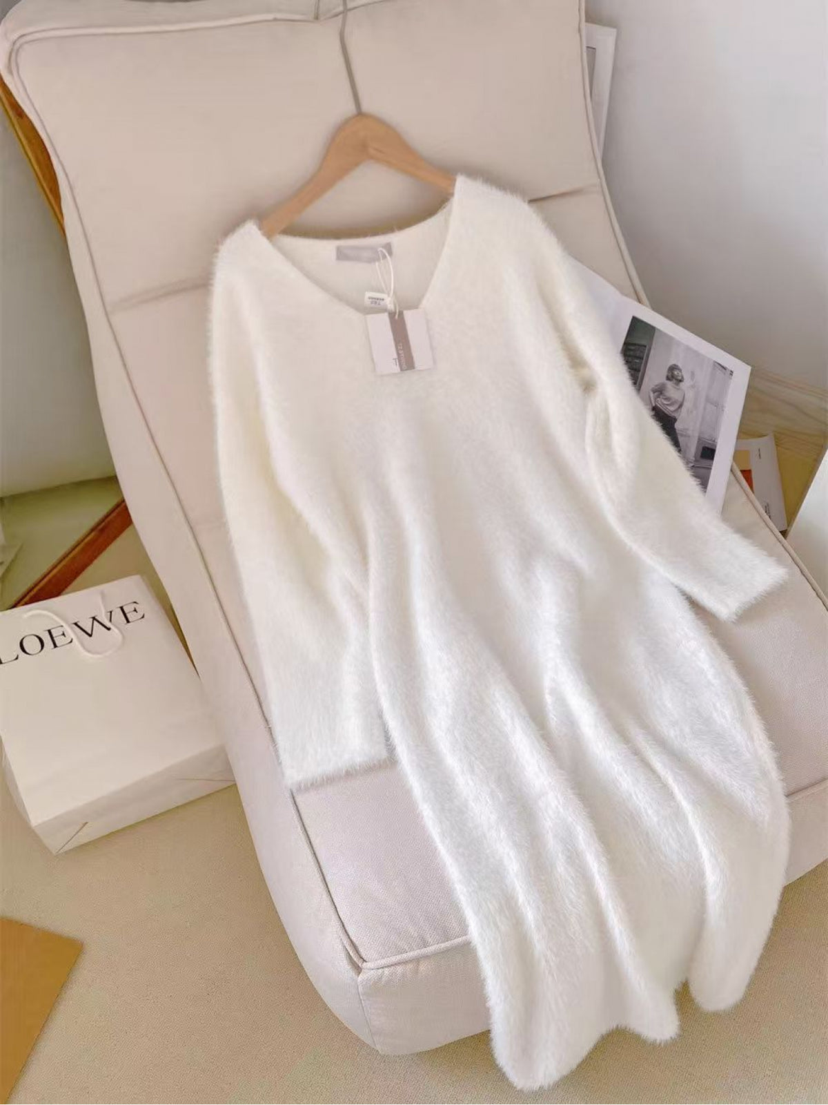 Robe pull grande taille — Maille effet vison au mi-mollet