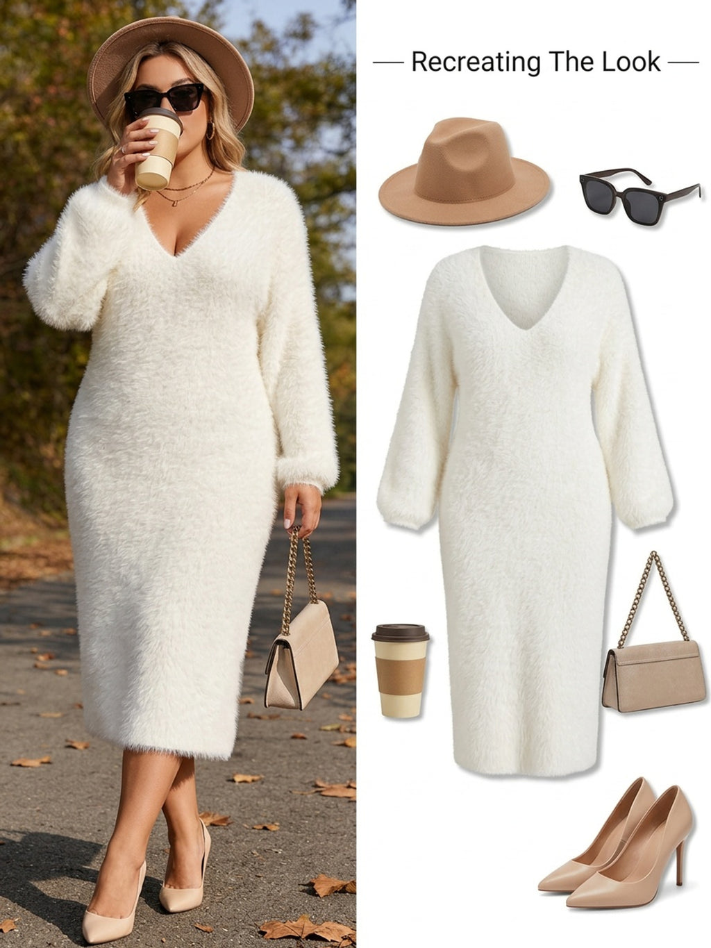 Robe pull grande taille — Maille effet vison au mi-mollet