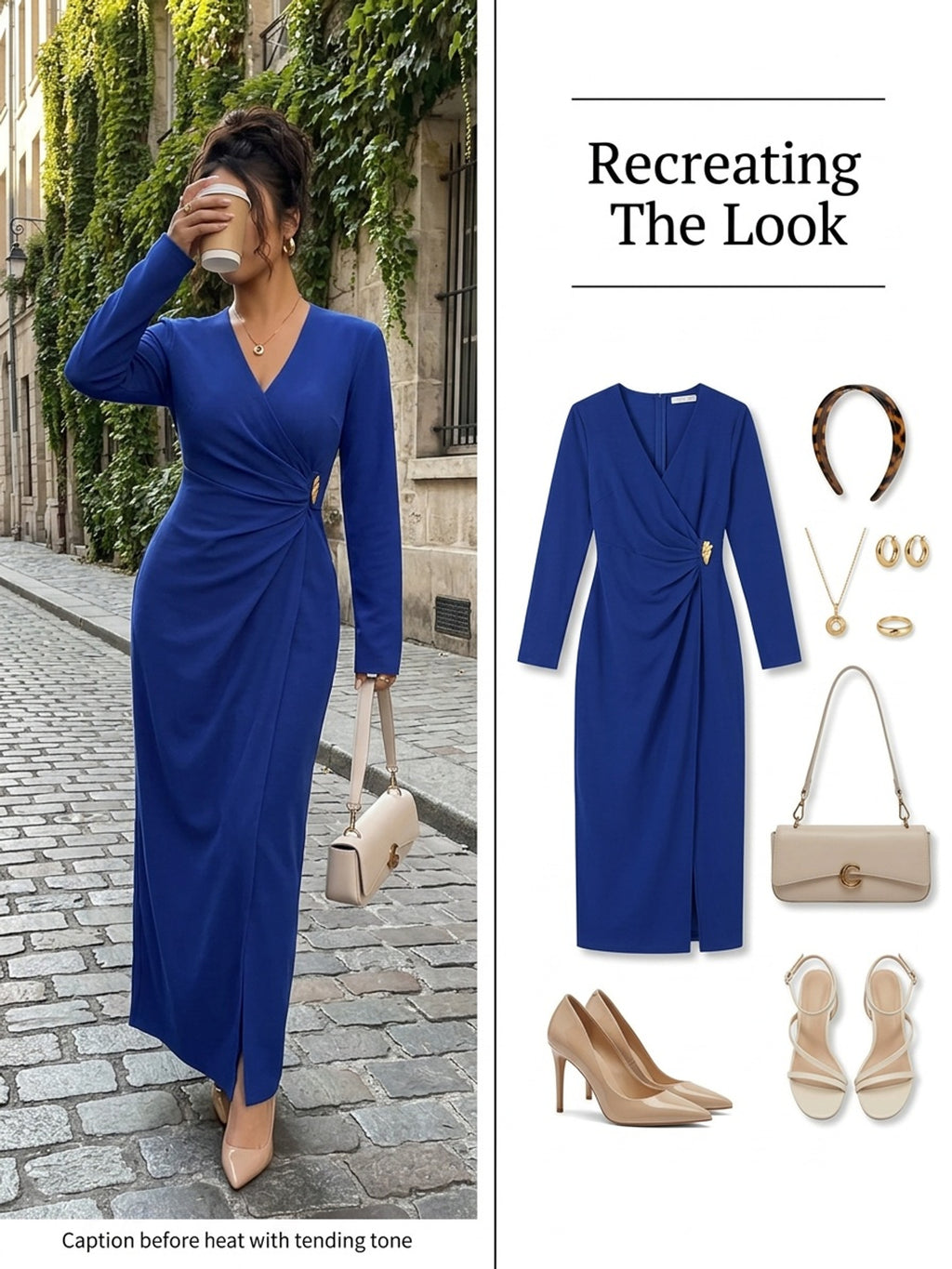 Robe de soirée grande taille — Bleu roi drapé à la taille