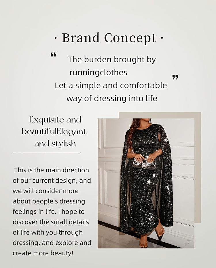 Robe de soirée grande taille — Longue cape de résille noire