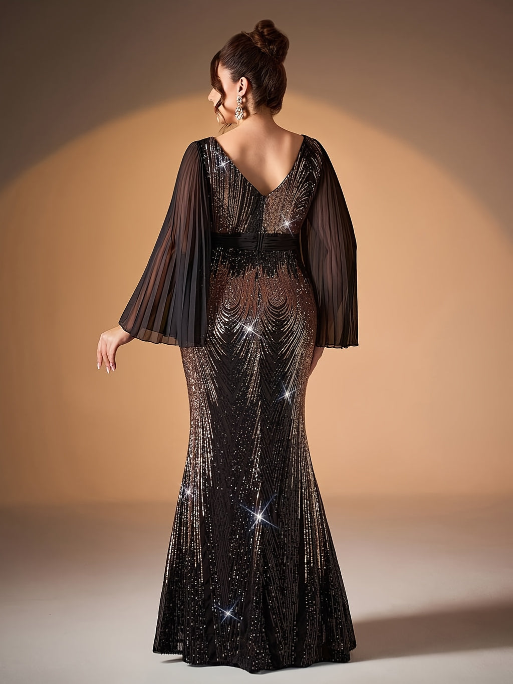 Robe de soirée grande taille — Dégradé noir et or sirène