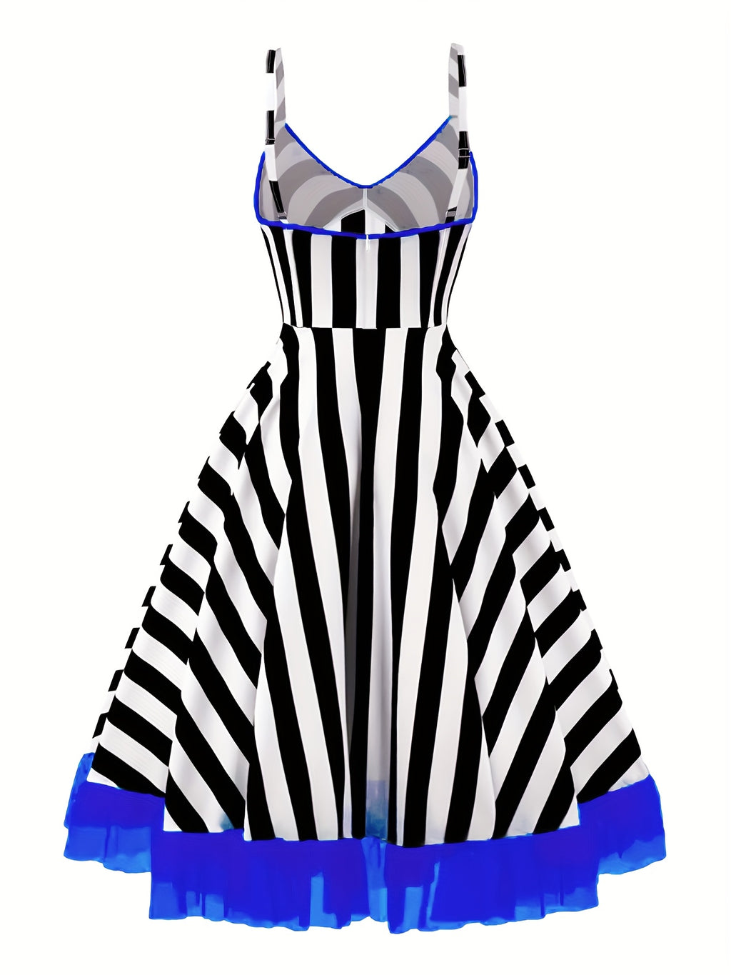 Robe de soirée grande taille, rayures et ourlet en tulle