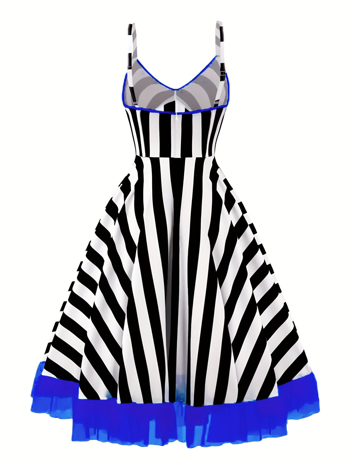 Robe de soirée grande taille, rayures et ourlet en tulle