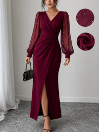 Robe de soirée grande taille — Tulle perlé et jupe crayon