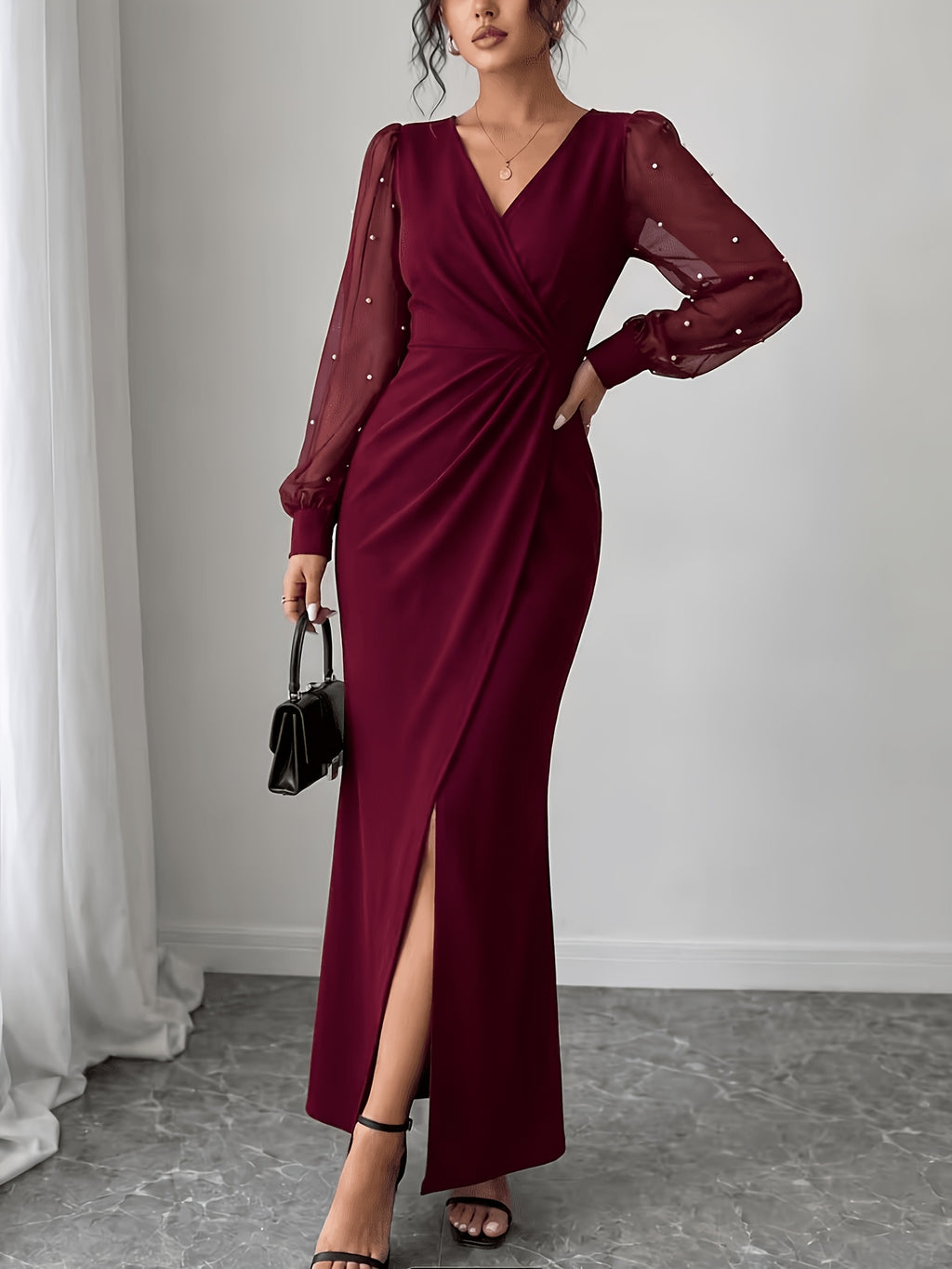 Robe de soirée grande taille — Tulle perlé et jupe crayon