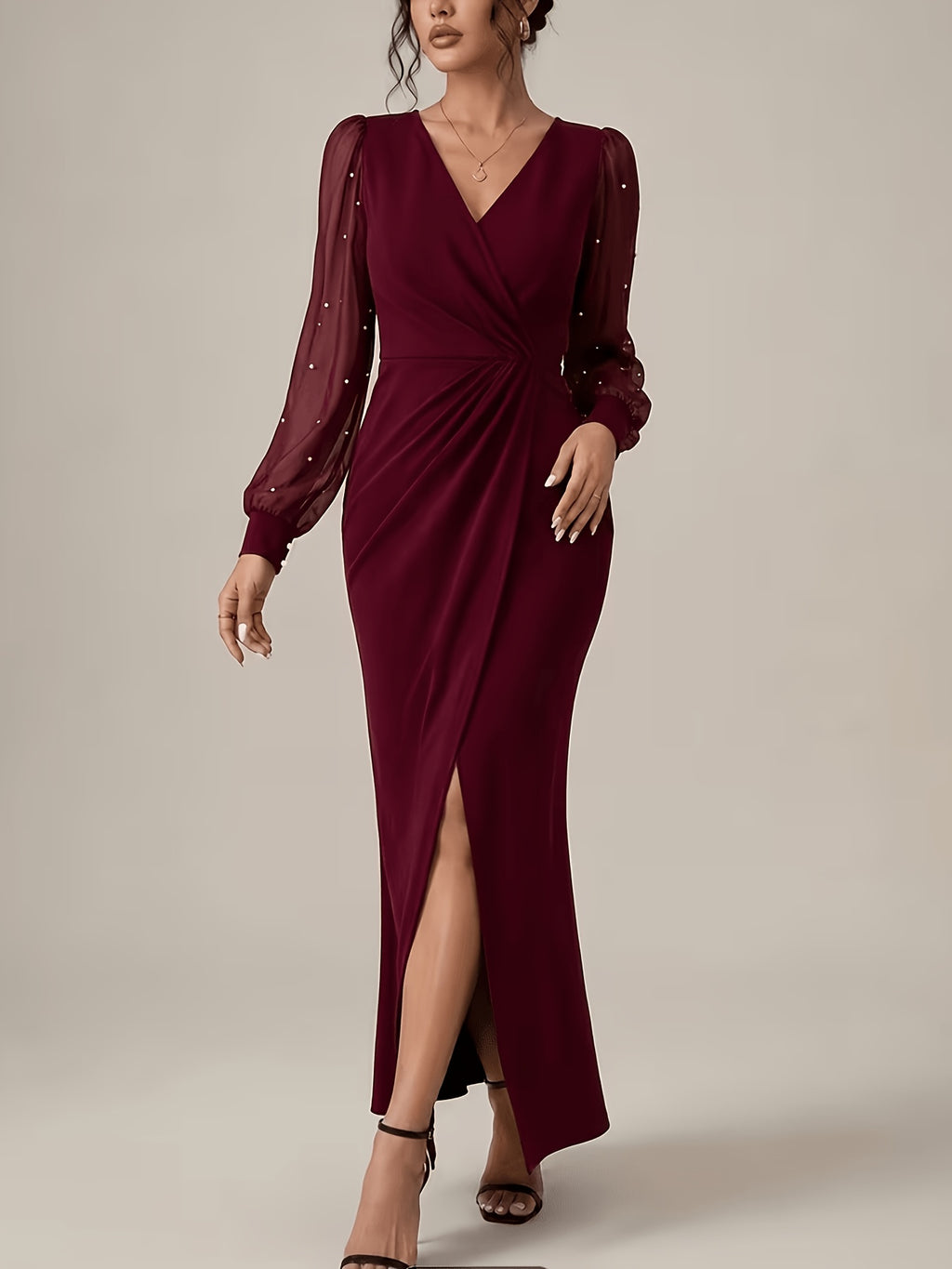 Robe de soirée grande taille — Tulle perlé et jupe crayon