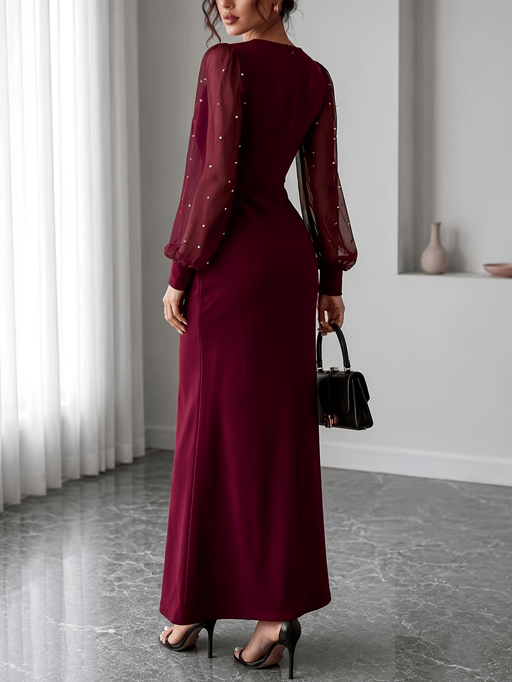 Robe de soirée grande taille — Tulle perlé et jupe crayon