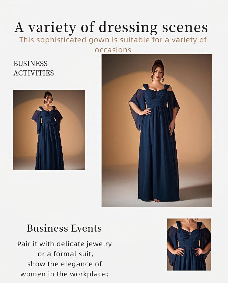 Robe de soirée grande taille — Bretelles sur épaule nue