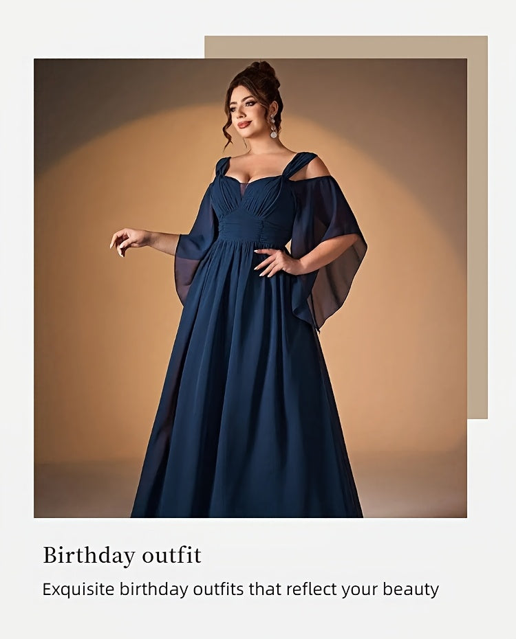Robe de soirée grande taille — Bretelles sur épaule nue