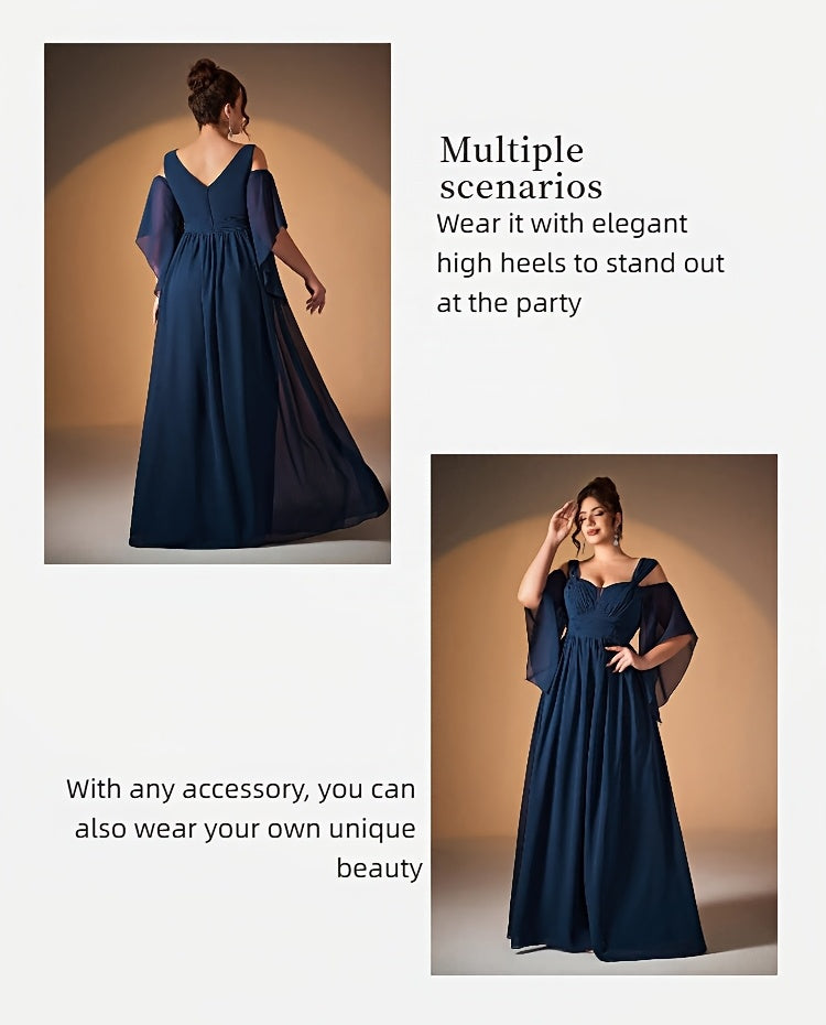 Robe de soirée grande taille — Bretelles sur épaule nue