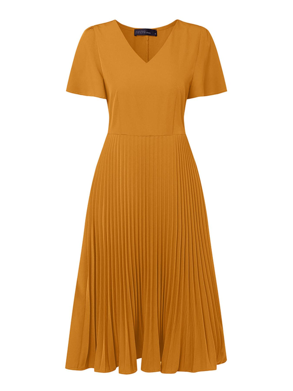 Robe midi grande taille — Trapèze plissée en trois unis