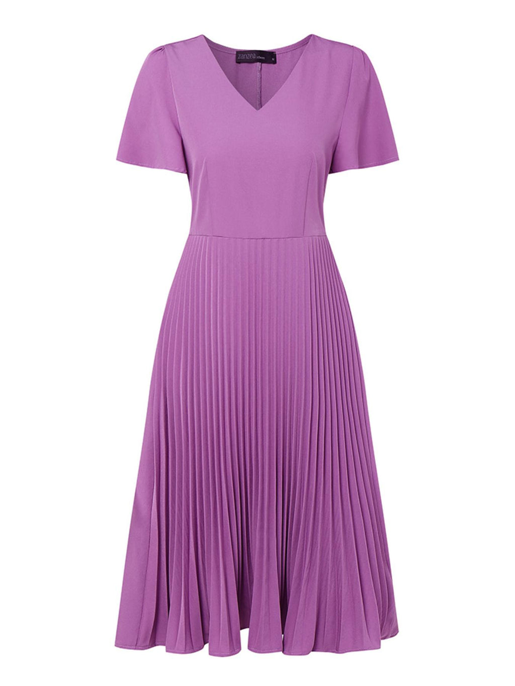 Robe midi grande taille — Trapèze plissée en trois unis