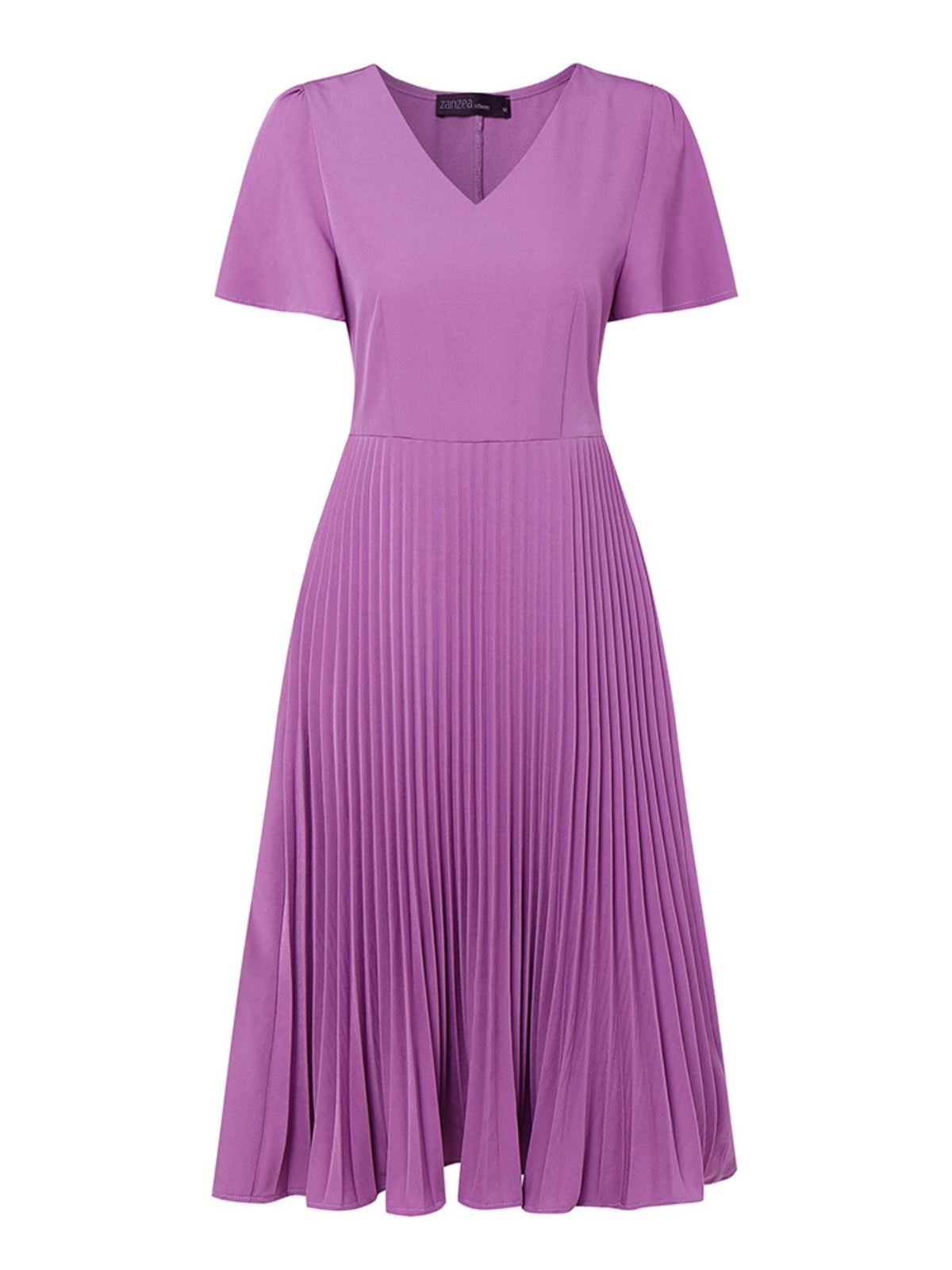 Robe midi grande taille — Trapèze plissée en trois unis
