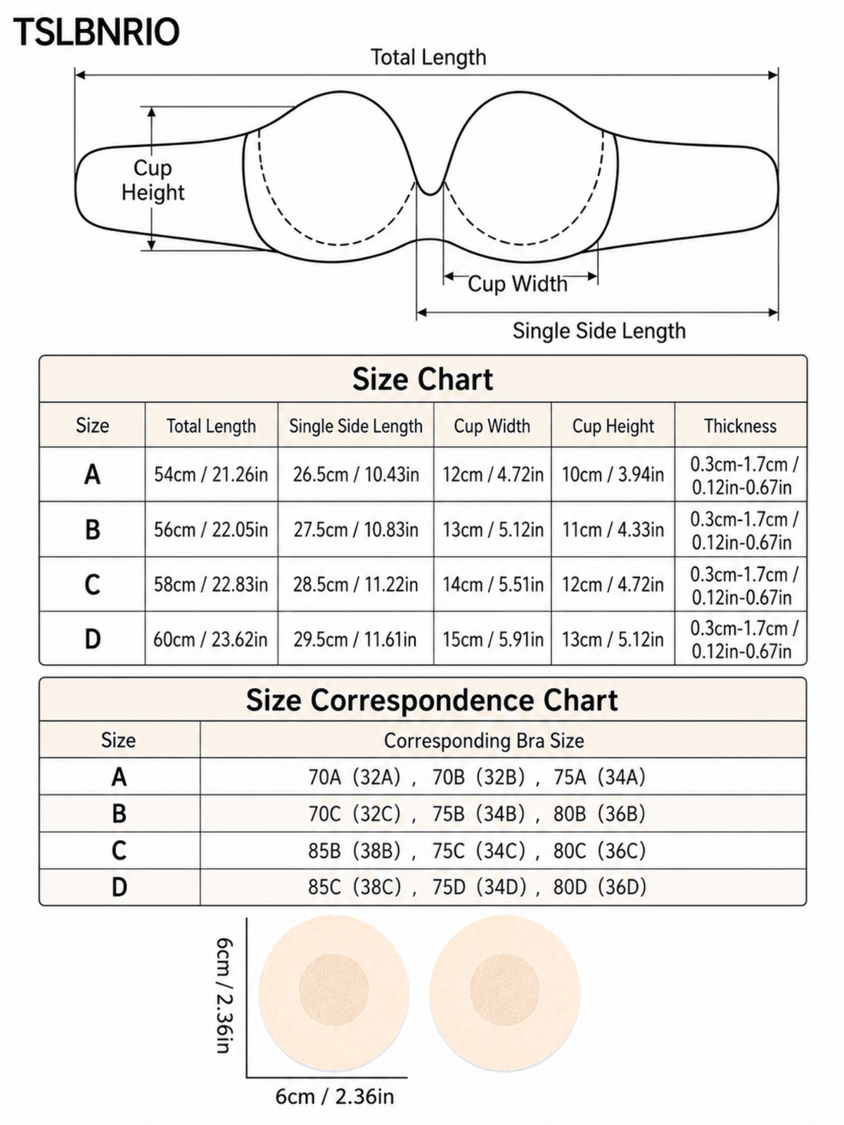 Soutien-gorge adhésif grande taille — Avec 100 cache-tétons