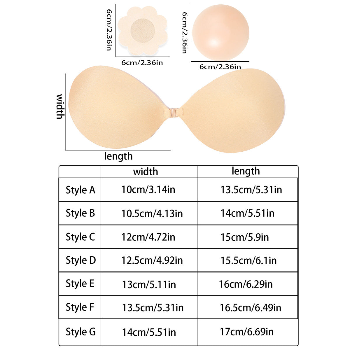 Soutien-gorge adhésif grande taille — Boucle en T et bonnet 3D