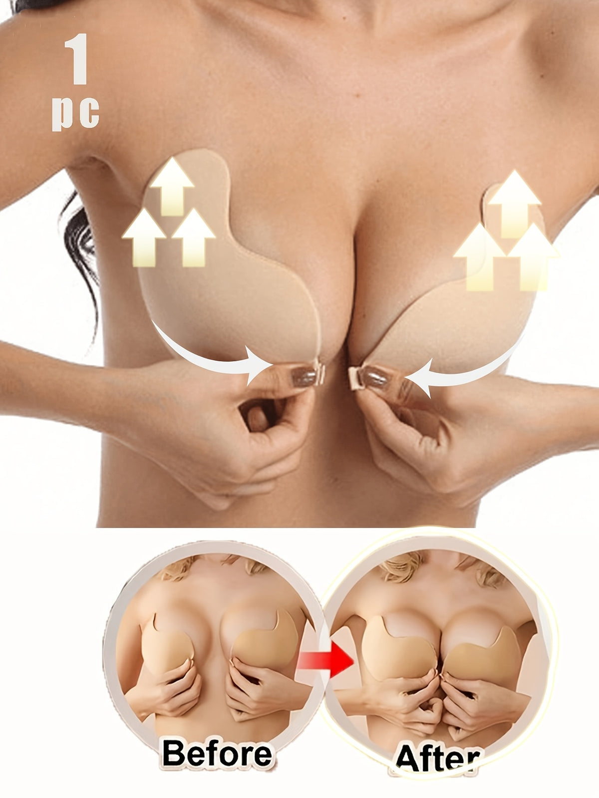 Soutien-gorge adhésif grande taille, coques réutilisables nude