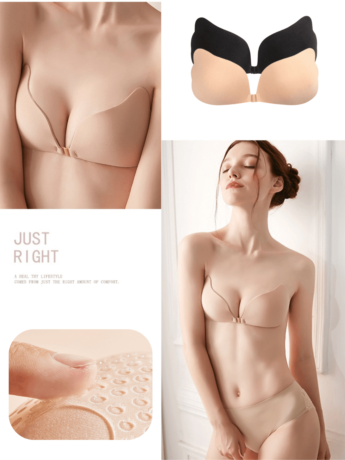 Soutien-gorge adhésif grande taille, bonnets collants sans dos