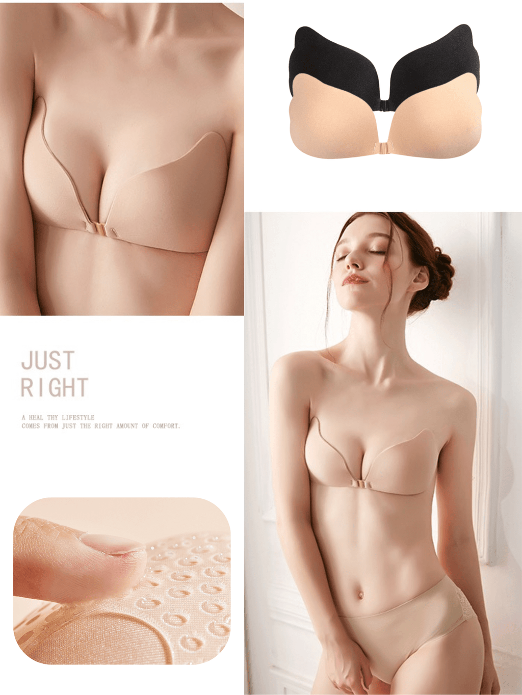 Soutien-gorge adhésif grande taille, bonnets collants sans dos