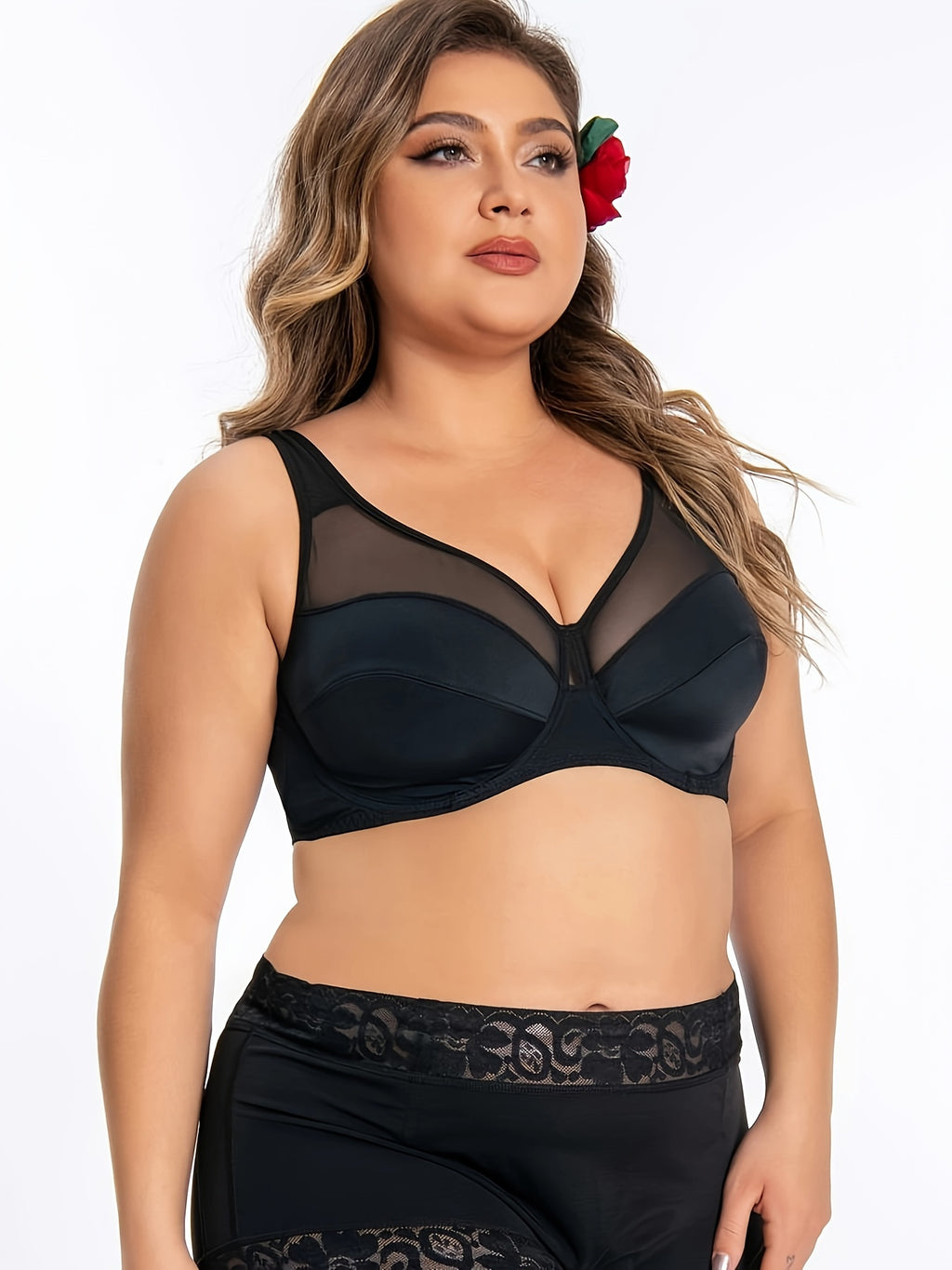 Soutien-gorge grande taille — Voile clair sur bonnet armé