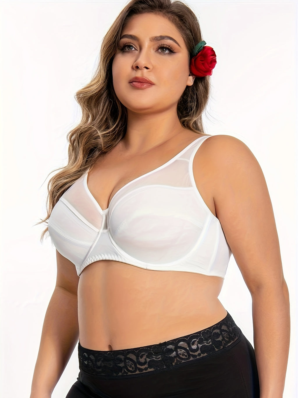 Soutien-gorge grande taille — Voile clair sur bonnet armé
