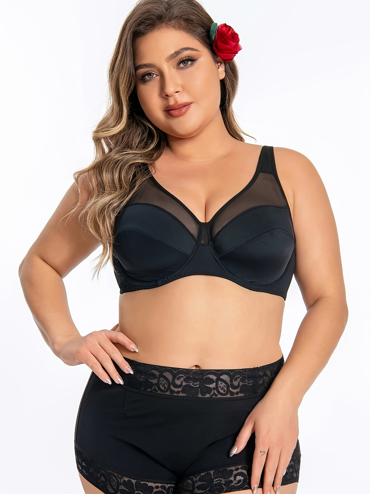 Soutien-gorge grande taille — Voile clair sur bonnet armé