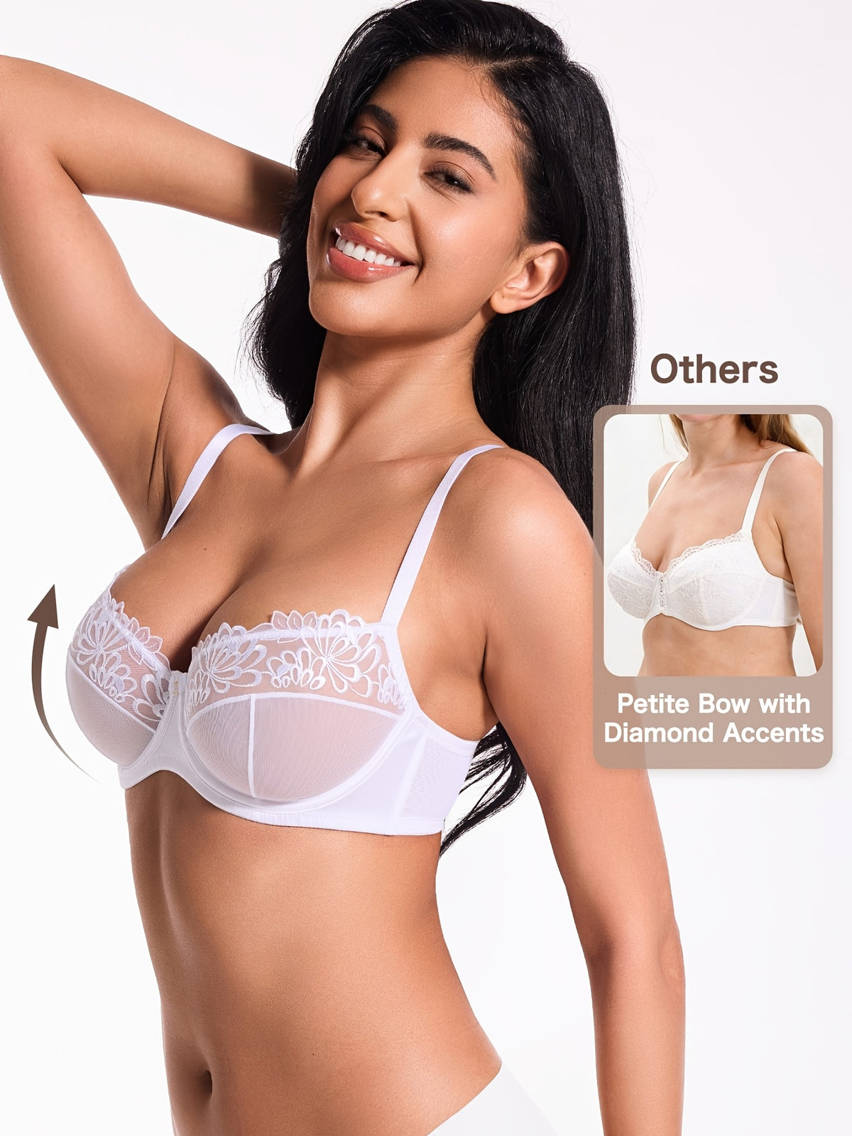 Soutien-gorge grande taille, broderie en relief, trois coloris